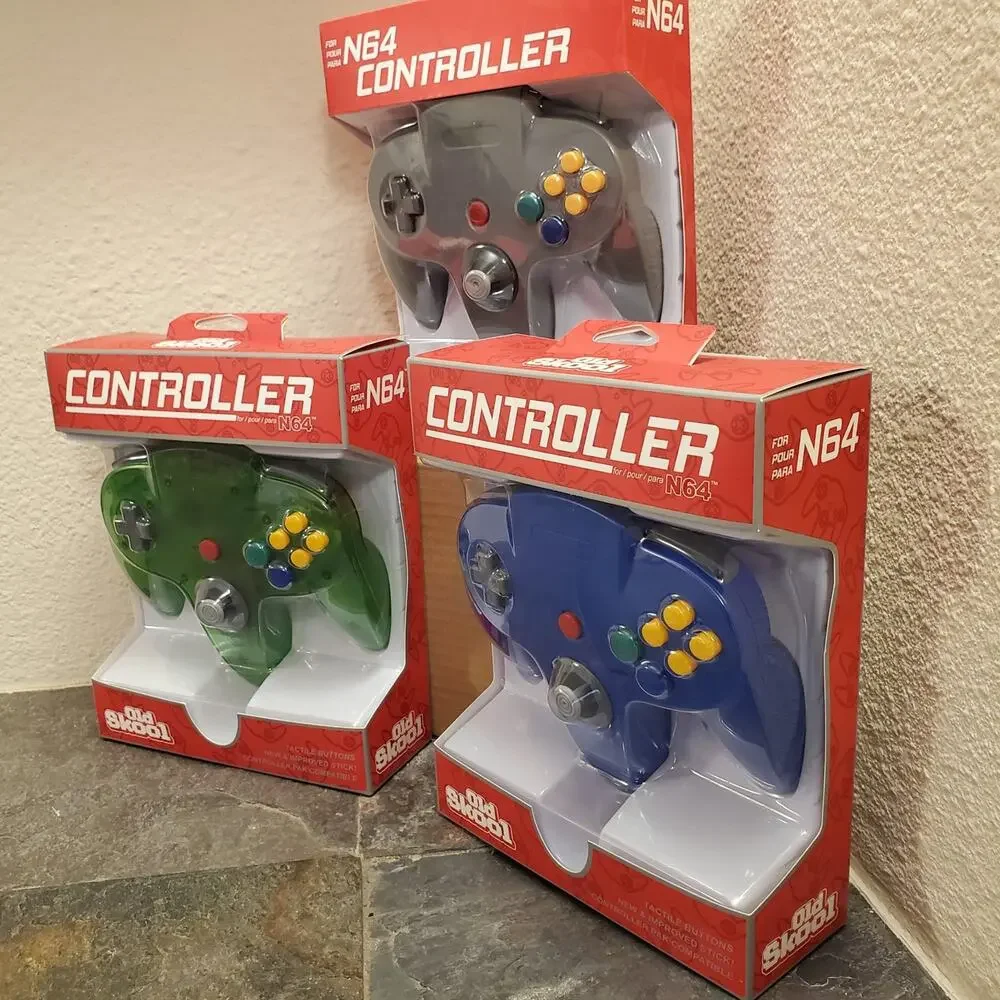 3 N64 Controllers - 3 Colors Bundle (NEW) - Blue Jungle Green Grey - Nintendo64